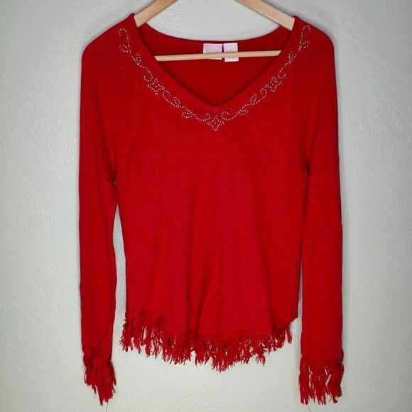 Xhilaration Y2K Fringe Beaded Boho Top - Picture 2 of 7